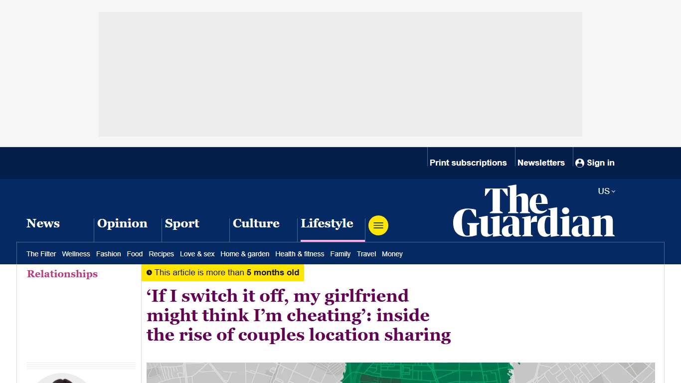 ‘If I switch it off, my girlfriend might think I’m cheating’: inside the rise of couples location sharing | Relationships | The Guardian